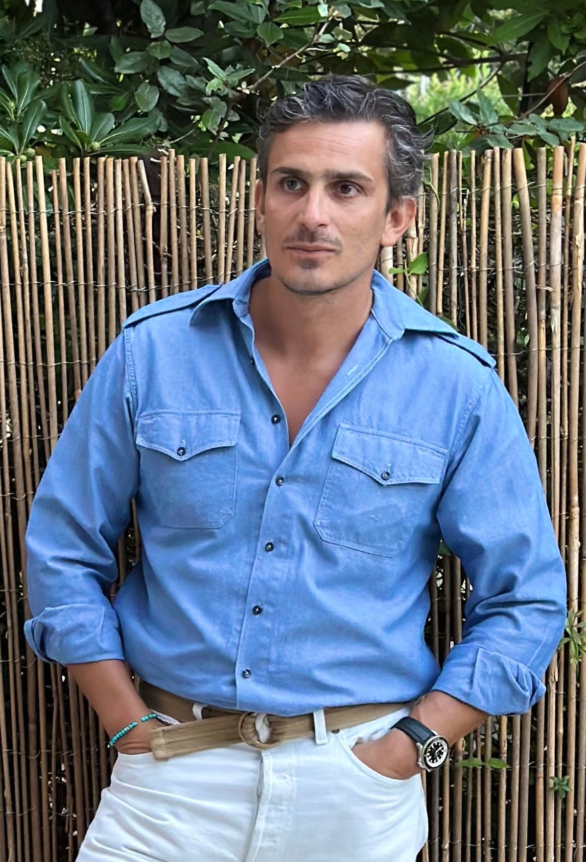 Italian Navy Chambray Shirt